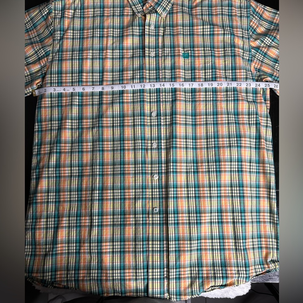 Cinch | Men's XXL | Green Orange Blue |Plaid | Western Shirt | button down | - Picture 5 of 12